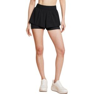 Women New Blogilates Ruffle Woven Mid-rise shorts Black Small NWT workout shorts